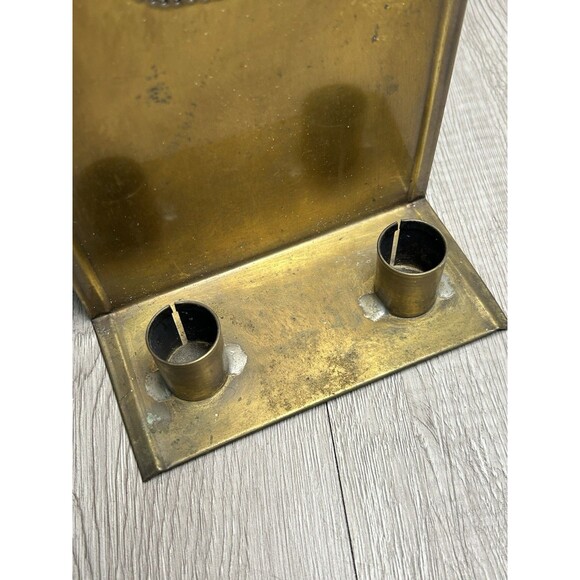 Vintage Punched Tin Brass Candle Holder Wall Sconce Pineapple Handmade? - Picture 5 of 12